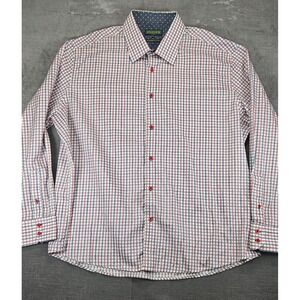 INSERCH Icon Jacquard Cotton Plaid‎ Button Up Long Sleeve Shirt Flip Cuff 4XL